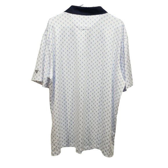 Maelreg Mens Performance Polo Shirt 2XL White & Blue Cross Pattern - Picture 3 of 8